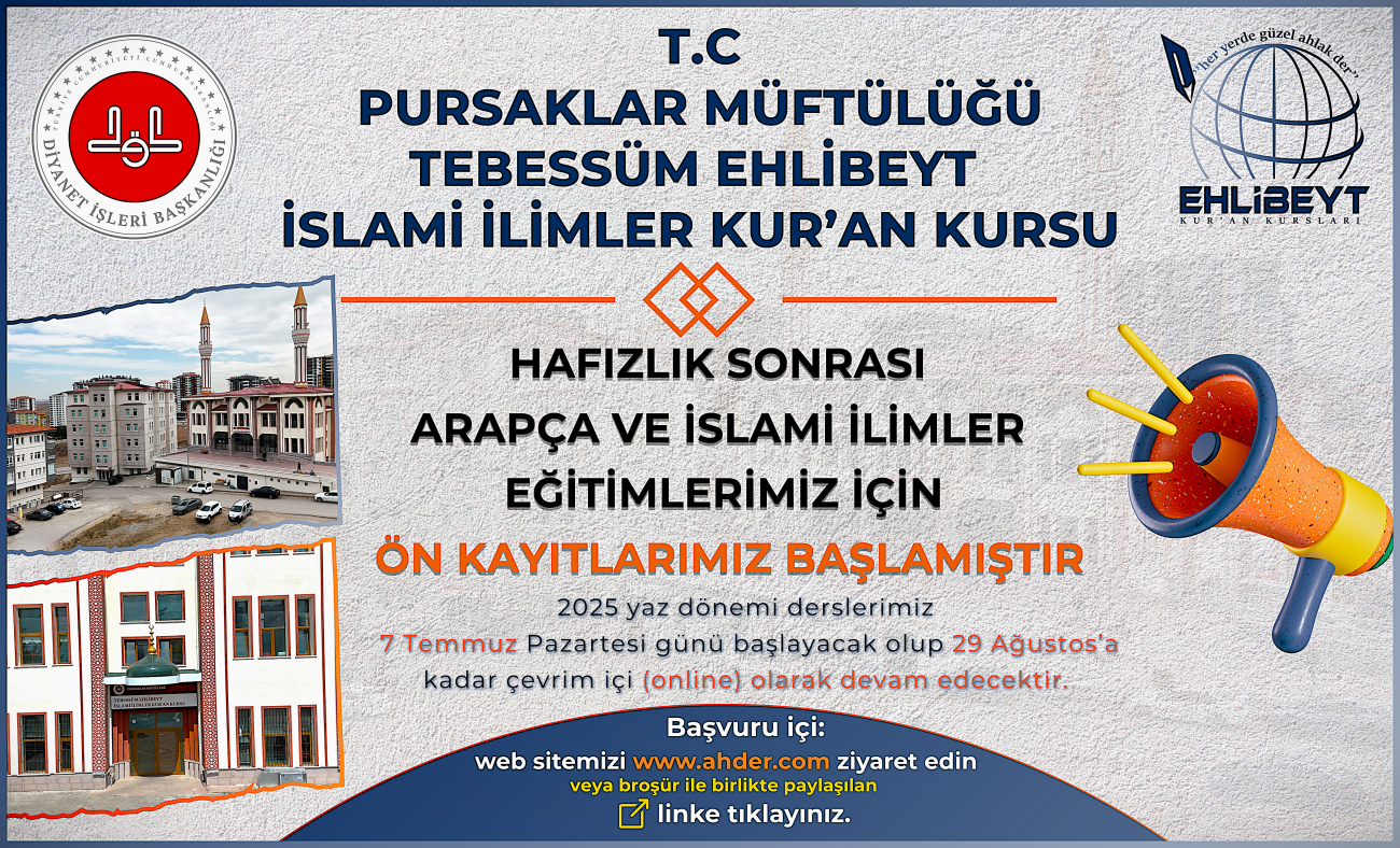Pursaklar Müftülüğü Tebessüm  Ehlibeyt İslami İlimler Kur'an Kursu.	