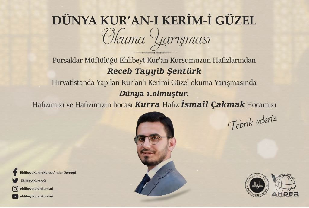 HAFIZIMIZ DÜNYA KURAN-I KERİM-İ GÜZEL OKUMA YARIŞMASINDA 1. OLDU