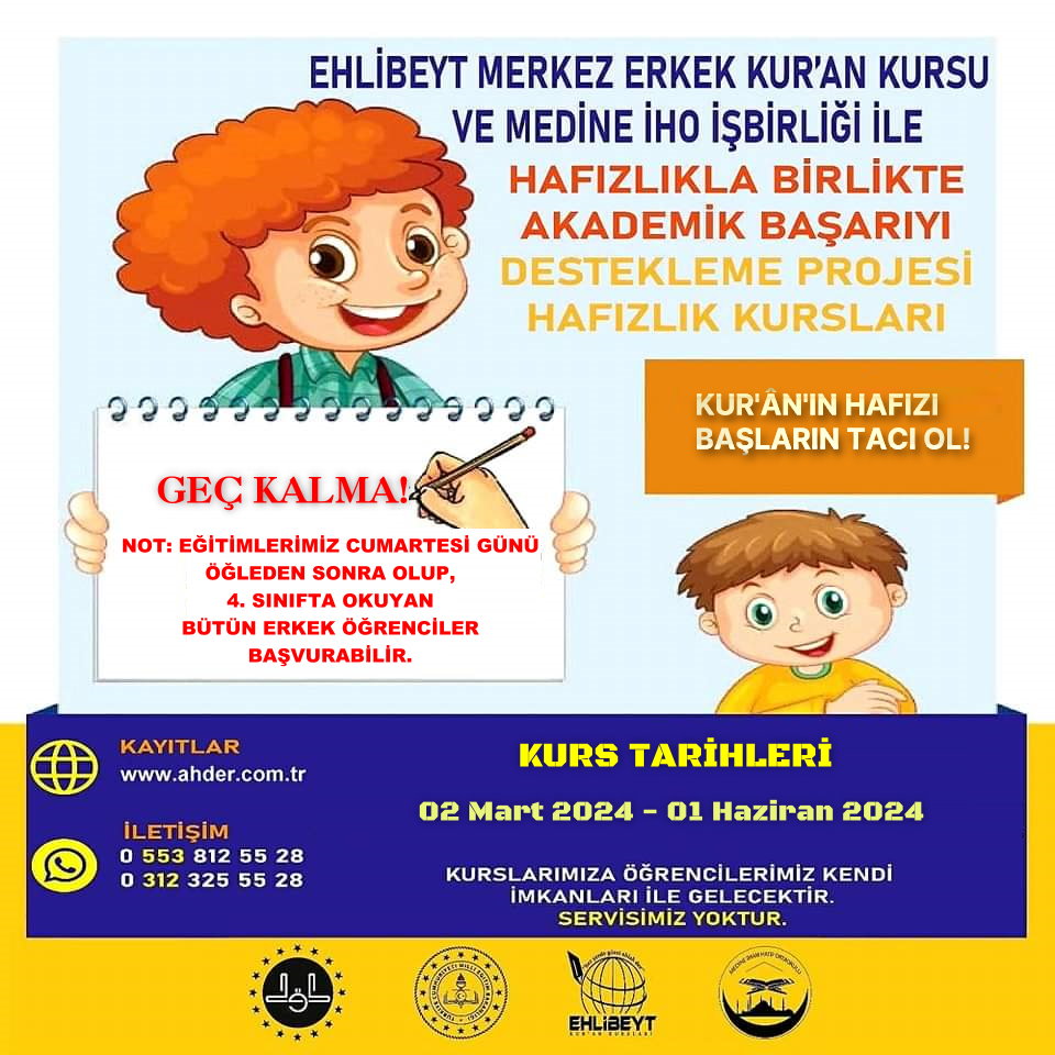 HAFIZLIKLA BİRLİKTE AKADEMİK BAŞARIYI DESTEKLEME PROJESİ HAFIZLIK KURSLARI